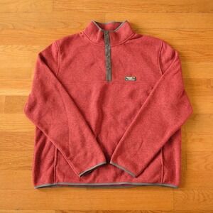LL Bean Men's Red Fleece Snap Neck Pullover Sweater XL Outdoors Winter Heritage
